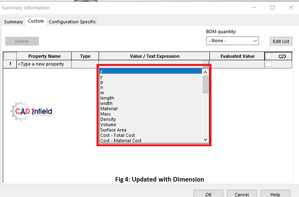 SOLIDWORKS Custom Properties and its Application Cad Infield